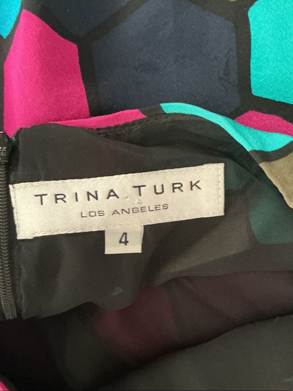 Trina Turk Hexagon Print Halter Tank in Teal, Pink & Olive - Picture 3 of 4
